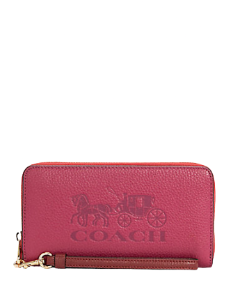 Coach Long Zip Around Wallet In Colorblock With Horse And Carriage