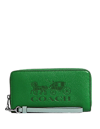 Coach Long Zip Around Wallet In Colorblock With Horse And Carriage