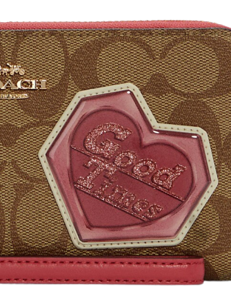 Coach Long Zip Around Wallet In Signature Canvas With Disco Patches