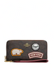 Coach Long Zip Around Wallet In Signature Canvas With Ski Patches