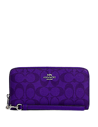 Coach Long Zip Around Wallet In Signature Canvas