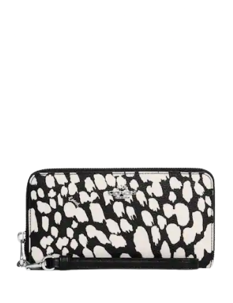Coach Long Zip Around Wallet With Spotted Animal Print