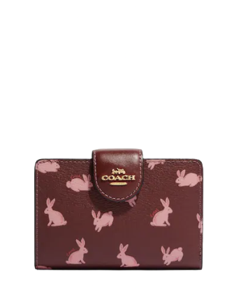 Coach Lunar New Year Medium Corner Zip Wallet With Rabbit Print
