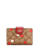 Coach Medium Corner Zip Wallet In Signature Canvas With Apple Print