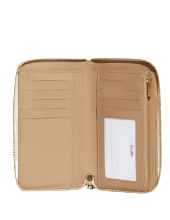 Coach Medium Id Zip Wallet With Diary Embroidery