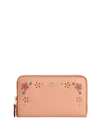 Coach Medium Id Zip Wallet With Floral Whipstitch | Brixton