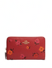 Coach Medium Id Zip Wallet With Peony Print