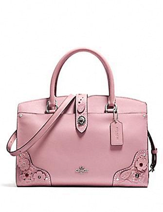 Coach Mercer Satchel 30 In With Painted Tea Rose And Tooling