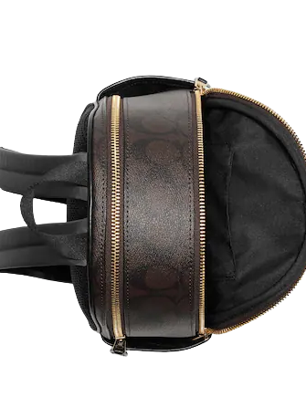 Coach C8604 Mini Court Brown Black Signature Coated Canvas Backpack Bag