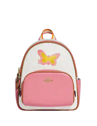Coach Mini Court Backpack In Signature Canvas With Butterfly