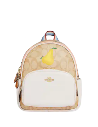 Coach Mini Court Backpack In Signature Canvas With Pear