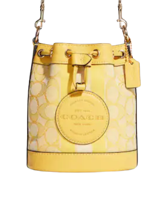 Coach Mini Dempsey Bucket Bag In Signature Jacquard With Stripe And Coach Patch