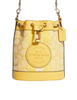 Coach Mini Dempsey Bucket Bag In Signature Jacquard With Stripe And Coach Patch