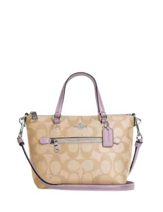 Coach CA721 Mini Gallery Crossbody Bag in Light Khaki Signature Coated  Canvas and Soft Lilac Smooth Leather - Women's Bag with Detachable Strap