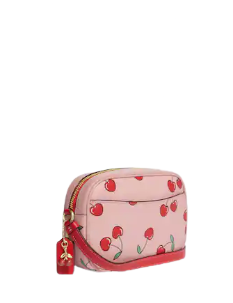 Coach Beige Cherry Print Signature Coated Canvas and Leather Heart