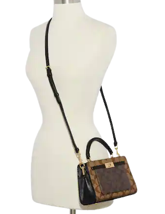 Coach Mini Lane Top Handle In Blocked Signature Canvas