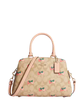 Coach Mini Lillie Carryall In Signature Canvas With Strawberry Print