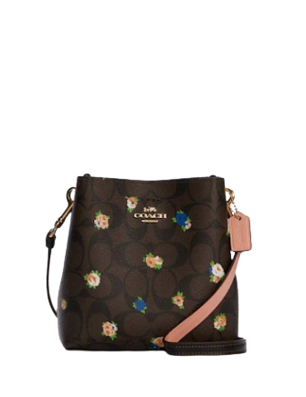 Coach Mini Town Bucket Bag In Signature Canvas With Vintage Mini Rose Print