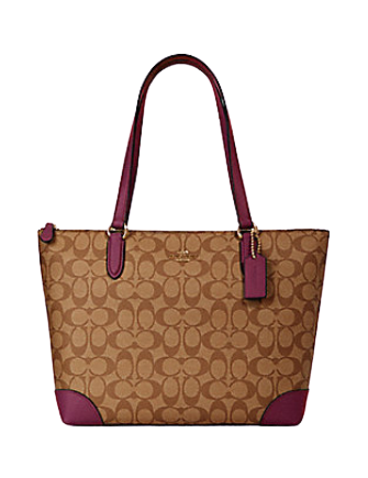 Coach Outline Signature Zip Coated Canvas Tote