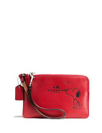 Coach Peanuts Snoopy Kiss L-Zip Wristlet