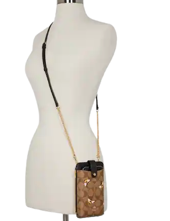Coach Phone Crossbody In Signature Canvas With Bee Print