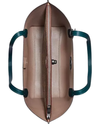 Coach Polished Pebble Leather with Coated Canvas Signature Interior Willow Tote