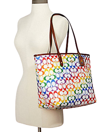 Coach Reversible City Tote in Rainbow Signature Canvas