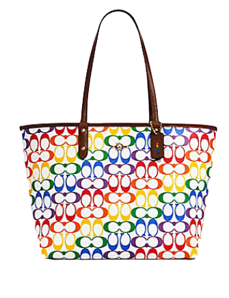 Coach Reversible City Tote in Rainbow Signature Canvas