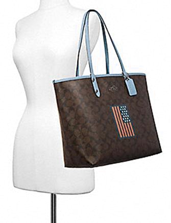 Coach Reversible City Tote in Signature Canvas With Flag