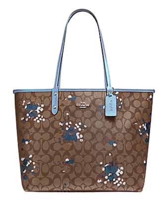 Coach Reversible City Tote in Signature Canvas with Floral Bundle