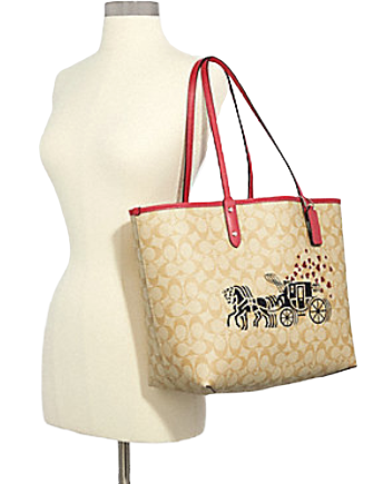 Coach Reversible City Tote in Signature Canvas With Horse and  Carriage  Hearts