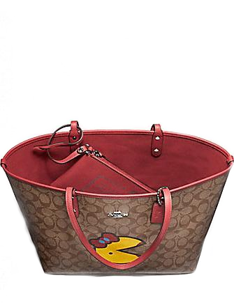 Coach Reversible City Tote in Signature Canvas with Ms Pac Man