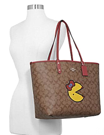 Coach Reversible City Tote in Signature Canvas with Ms Pac Man