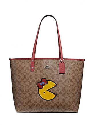 Coach Reversible City Tote in Signature Canvas with Ms Pac Man