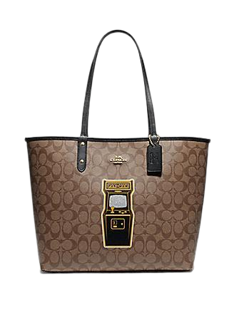 Coach Reversible City Tote in Signature Canvas With Pac Man Game