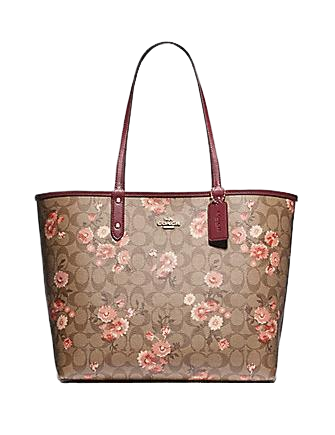 Coach Reversible City Tote in Signature Canvas With Prairie Daisy Cluster Print