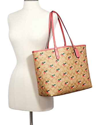 Coach Reversible City Tote in Signature Canvas With Strawberry Print