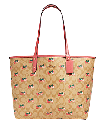 Coach Reversible City Tote in Signature Canvas With Strawberry Print