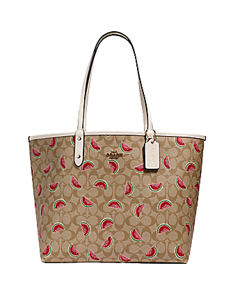 Coach Reversible City Tote In Signature Canvas With Watermelon Print