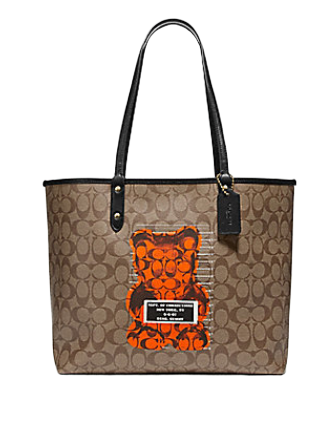 Coach Reversible City Tote In Signature Canvas With Vandal Gummy Bear