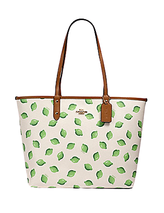Coach Reversible City Tote With Lime Print