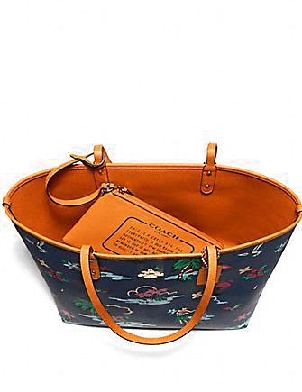Coach Reversible City Tote with Scenic Hawaiian Print