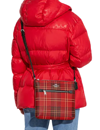 Coach Rowan File Bag With Tartan Plaid Print