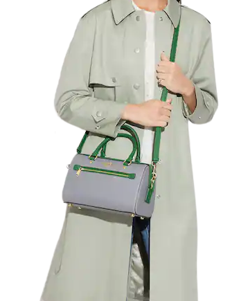 Coach Rowan Multi Kelly Green Colorblock Leather Satchel Crossbody Bag