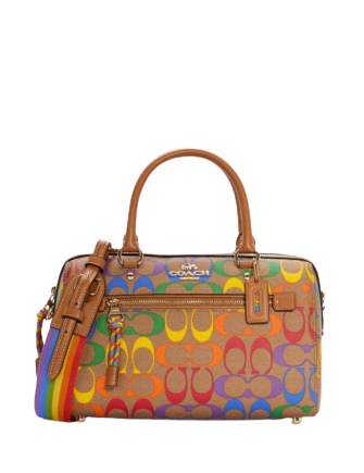 Coach Rowan Satchel in Rainbow Signature Print Canvas