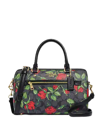 Coach Rowan Satchel In Signature Canvas With Fairytale Rose