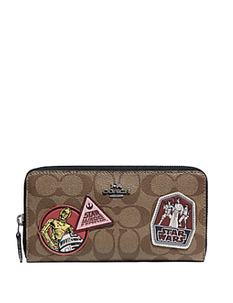 Coach Star Wars X Accordion Zip Wallet in Signature Canvas with Patches