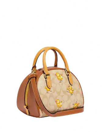 Coach Sydney Satchel In Signature Canvas With Tossed Chick Print