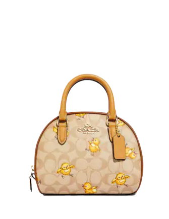 Coach Sydney Satchel In Signature Canvas With Tossed Chick Print