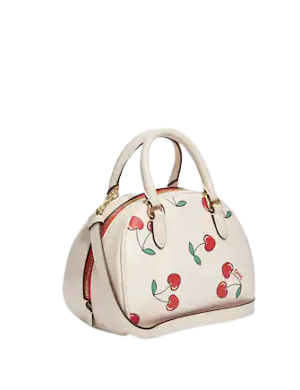 Coach Sydney Satchel with Heart Cherry Print